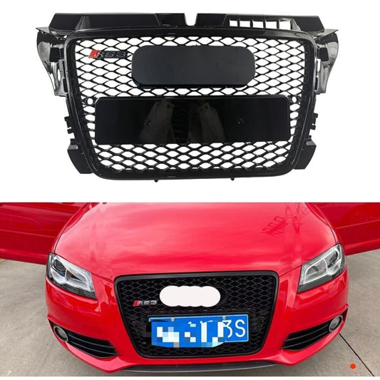 All Black Front Bumper Honeycomb Grille For Audi A3 S3 2009-2013 Update to RS3